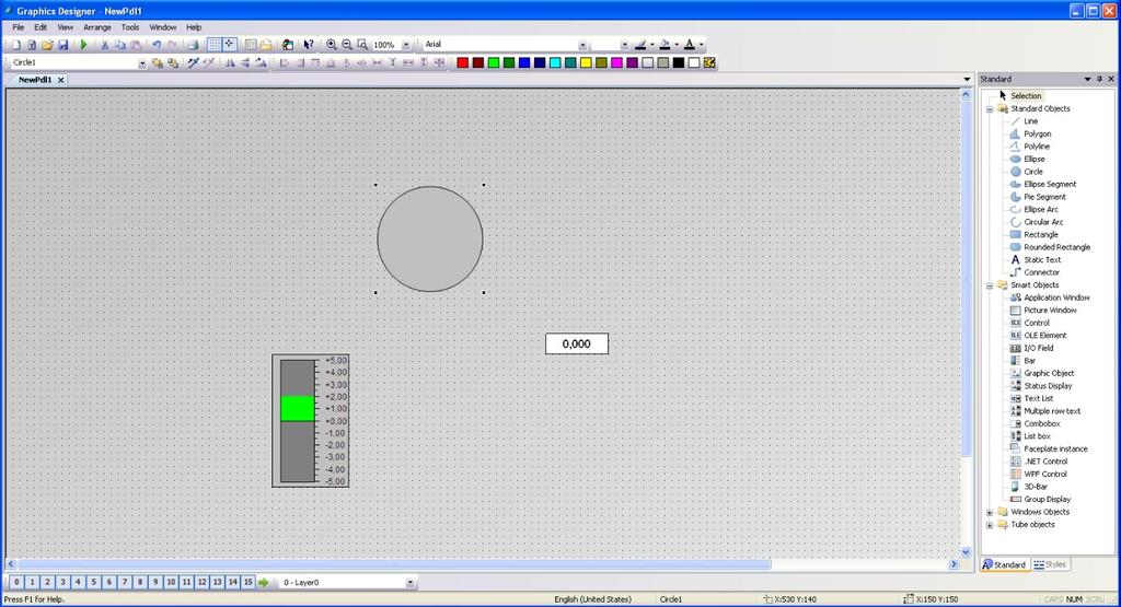 3.3 Izdelava slike nadzornega sistema 17 3.3 Izdelava slike nadzornega sistema Za risanje zaslonskih slik uporabljamo orodje Graphic Designer (slika 3.5).