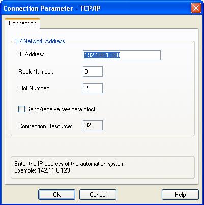 4.1 Opis baze procesnih spremenljivk 23 Kasneje smo ustvarili novo povezavo na protokolu TCP/IP (slika 4.3).