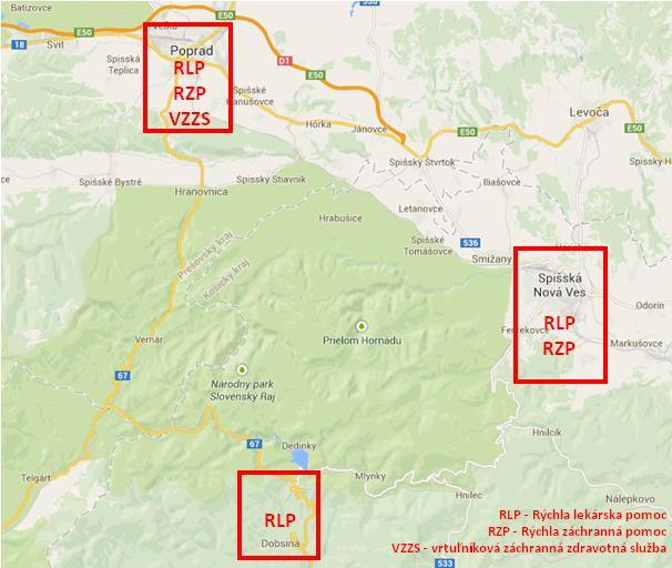 Z obcí, v ktorých sa zdravotné stredisko nenachádza, je najkratšia vzdialenosť k najbližšiemu zdravotnému stredisku z obce Betlanovce do obce Hrabušice (2 km) a najdlhšia vzdialenosť k najbližšiemu
