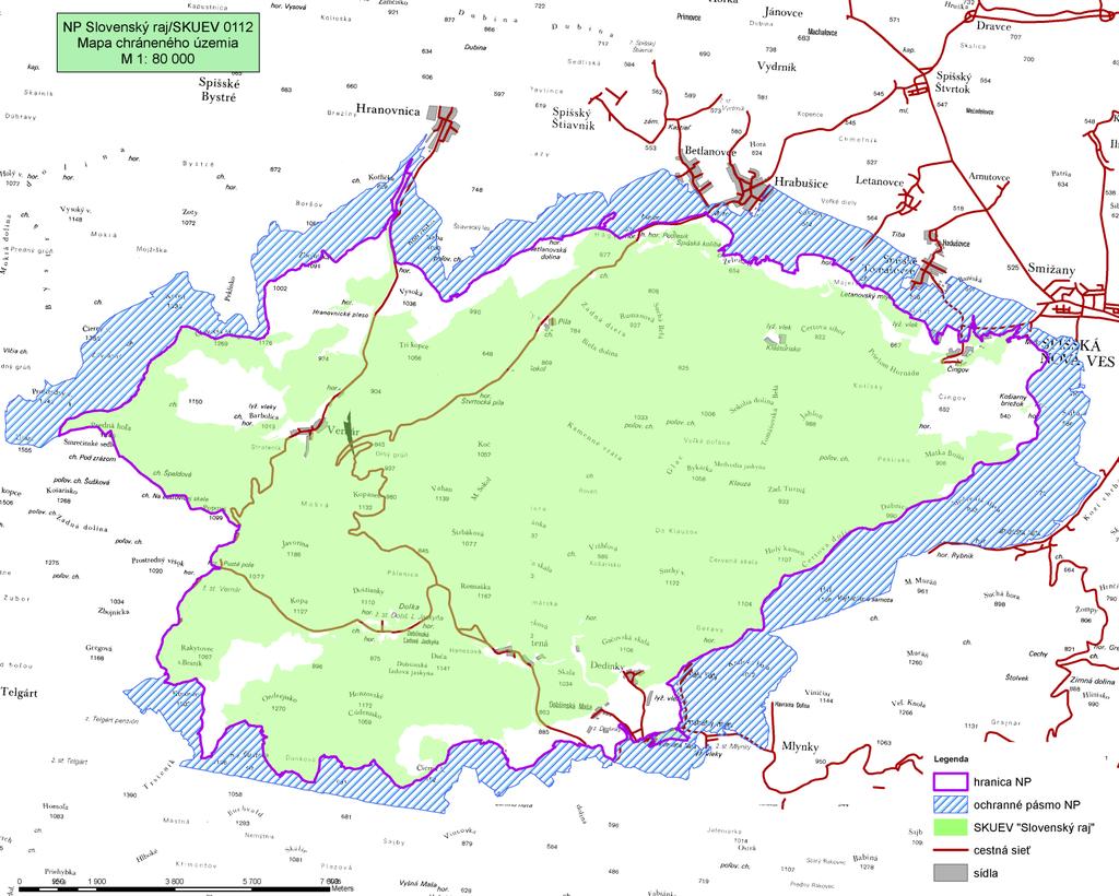 Obr. 13: Mapa návrhu nových hraníc chráneného územia Národného parku Slovenský raj Zdroj: Správa