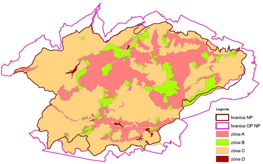 14: Mapa zón NP Slovenský raj Zdroj: Správa NP Slovenský raj, mierka 1 : 80 000.
