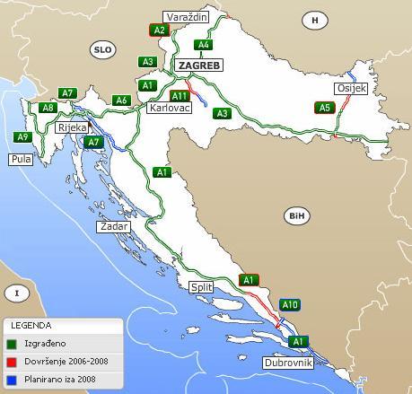 1. UVOD Posljednjih je godina ubrzana izgradnja mreže autocesta diljem Republike Hrvatske (Slika 1.).