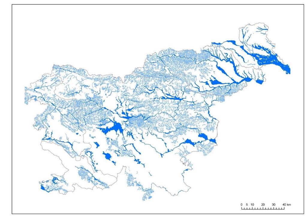 Podatki o nevarnostnem in škodnem potencialu 2015 (1336 km2) Podatki o n. p.: zabeležena območja preteklih poplav modelna območja poplavljanja na podlagi hidrološkohidravličnih in drugih analiz Podatki o š.