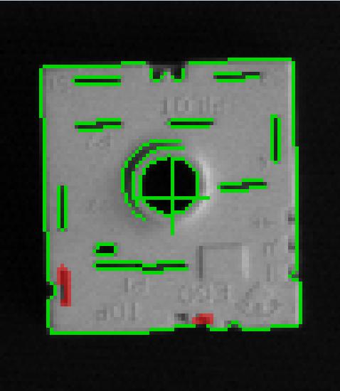 Slika 31 Predmet rada - kućište Slika 32 Značajke za prepoznavanje predmeta kućište Na slici (slika 33) se vidi predmet kućište termo regulatora, ali sa strane poklopca, čija se topologija uvelike