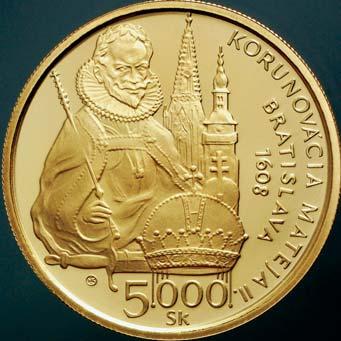 P A M Ä T N É M I N C E Pamätná zlatá minca Bratislavské korunovácie 400. výročie korunovácie Mateja II. Ing.