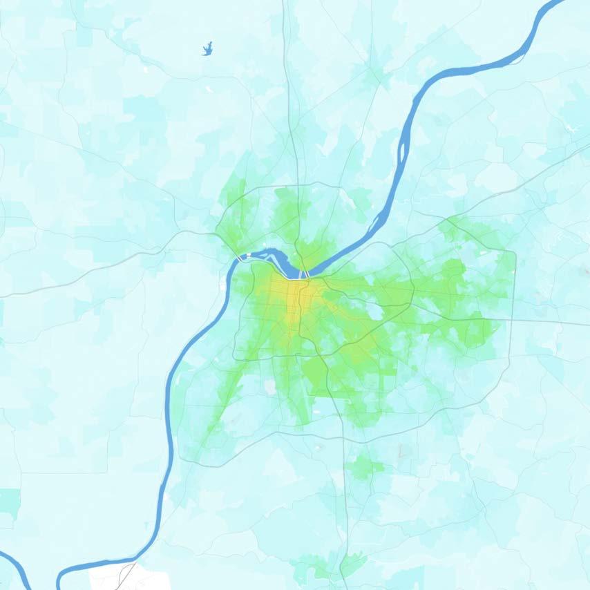 Louisville Louisville/Jefferson County, KY-IN Jobs within 30 minutes by transit, averaged 7 9 AM 0 1,000 1,000 2,500 2,500 5,000 5,000 7,500