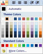 Slika 101: Biranje boje fonta Izborom komande Automatic ( ) u meniju se definiše da će font imati standardnu boju (crna).
