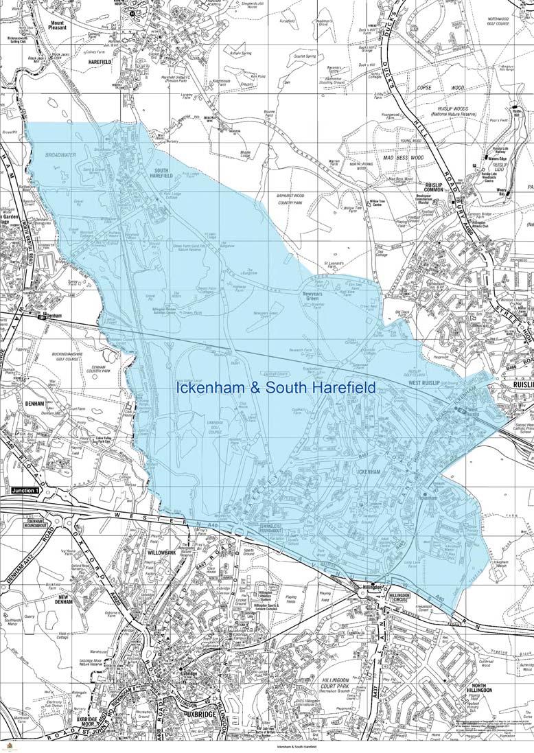 PROPOSED NAME: ICKENHAM & SOUTH HAREFIELD MEMBERS TO BE ELECTED: 3 ELECTORATE AT 2024: 13,076 MADE UP OF
