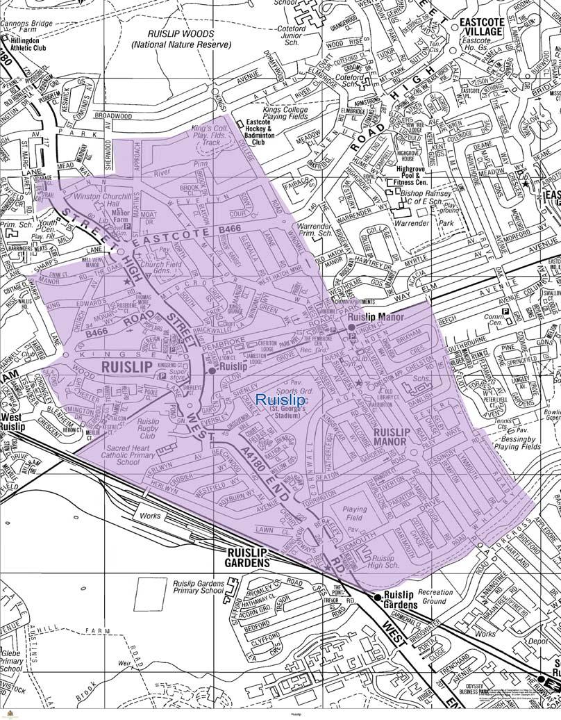 PROPOSED NAME: RUISLIP MEMBERS TO BE ELECTED: 3 ELECTORATE AT 2024: 12,942 MADE UP OF EXISTING POLLING DISTRICTS: