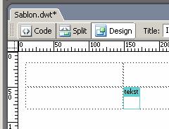 promjenljive. Za vježbu kreirajte prazan HTML dokument, a zatim u njemu nacrtajte tabelu sa 2 reda i 2 kolone. Snimite datoteku kao šablon, pod imenom Sablon.dwt. U šablonu Sablon.