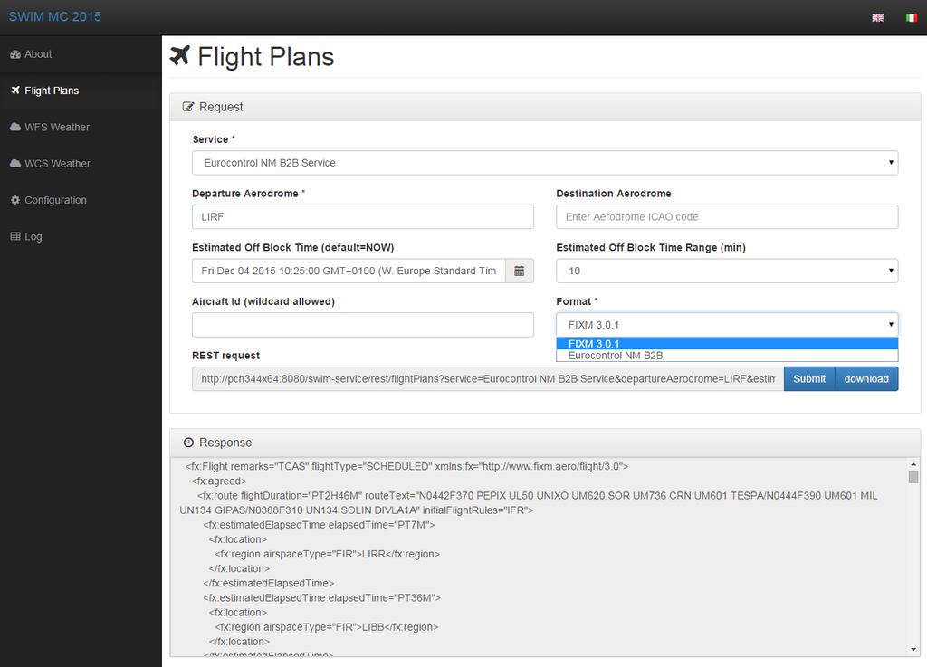 IDS SWIM-service Web UI (Flight Plans & Weather services GUI) IDS SWIM-service provides