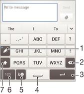 Telefonska tipkovnica Telefonska tipkovnica slična je standardnoj tipkovnici na telefonu s dvanaest tipki. Sadrži opciju unosa teksta s predviđanjem i višedodirnog unosa.