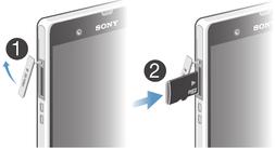 Sklapanje Za umetanje mikro SIM kartice 1 Umetnite nokat u zazor između poklopca utora mikro SIM kartice i pomaknite od uređaja, potom odvojite pokrov. 2 Pomoću nokta izvucite držač mikro SIM kartice.