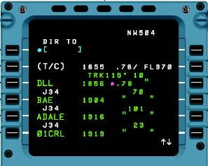 Figure 3-5: Direction page [2] Initialization page (INIT Key) Pushing the INIT key displays the flight plan initialization page if the aircraft is on the