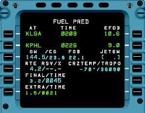 21 Figure 3-9: Fuel prediction page [2] Secondary flight plan (SEC F-PLN Key) It displays the SEC INDEX page. This page lets the pilot work with data related to the secondary flight plan.