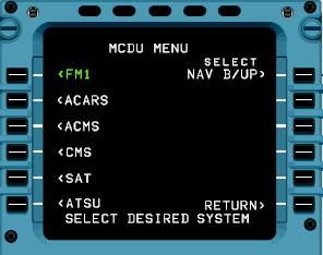 22 CDU menu (MCDU MENU Key) It displays the MCDU MENU page. This page lists subsystems that use the MCDU for display.