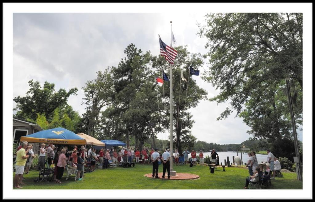 NBYC FLAGPOLE celebration JULY 4 th, 2017 Proudly overlooking Brices Creek and the marshlands extending to the Trent River, the NBYC Flagpole is probably the most impressive nautical flagpole in all