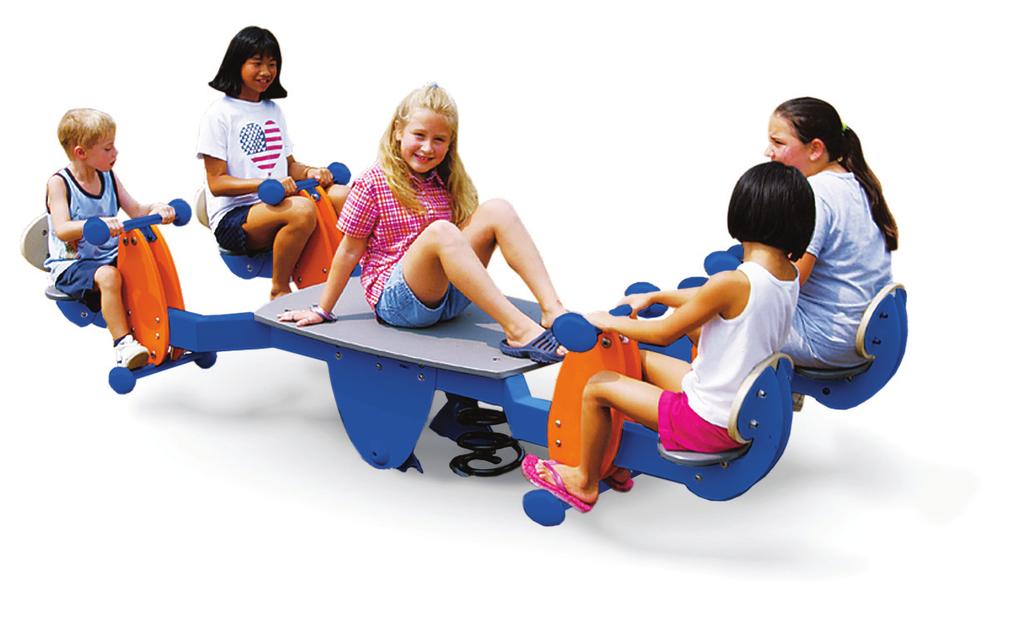 Attractive hand and foot-holds and textured seat provide security. Optional seat backs (shown) allow children of all ages and abilities to join the fun.