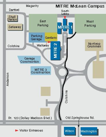 Directions to the MITRE Facility in McLean, Virginia: Take the Beltway, I-495 to Virginia. Take Exit 46B (McLean, Route 123).