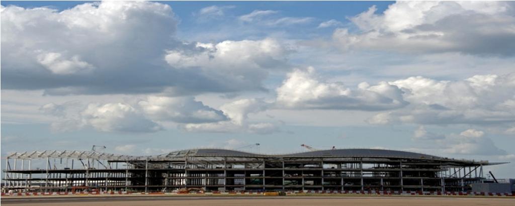 1 billion being invested at Heathrow in 2011 Significant work continues across new Terminal 2 main terminal building satellite building multi-storey car park 80% of main Terminal 2 building s