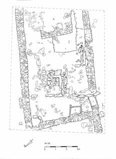 Nadin, cela I (crtež: Z. Bakić) zije (5,5x8 m) nadinskih grobnih cela do sada su pretpostavljane na osnovi terenskog rekognosciranja, stoga je površina ovogodišnjih istraživanja iznosila 8,5x11,5 m.