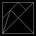 M031271 M01-09 Časti štvorca Štvorec je rozdelený na 7 častí. Označ písmenom X dva trojuholníky, ktoré majú rovnakú veľkosť aj tvar.
