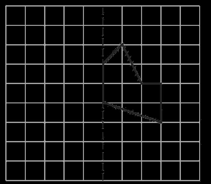 M031274 M03-09 Osová súmernosť Zakresli do mriežky obraz daného útvaru podľa prerušovanej osi súmernosti. Hodnotenie úlohy: Kód Odpoveď Správna odpoveď 10 Správne zakreslený obraz.