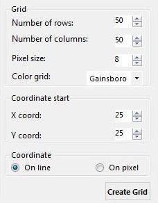 Programski paket PixelByPixel Slika 5.8. Paleta Grid Broj vrsta je polje za unos broja vrsta mreže ćelija. Broj kolona je polje za unos broja kolona mreže ćelija.