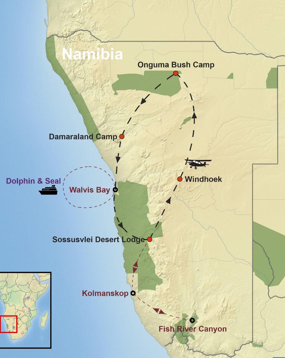 TOUR INFORMATION INTRODUCTION Namibia is a vast country, even by African standards, covering an area approximately four times the size of the United Kingdom but with a population of a mere 2 million