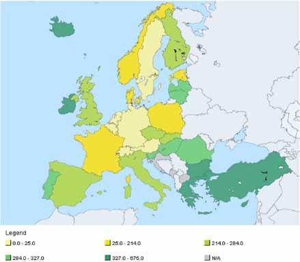 Slika 2: Trendi nastajanja odpadkov in načina njihove predelave po Evropi 69 Navkljub zakonodaji in naporom zakonodajalcev, civilnih združenj in posameznikov pa v veliki večini Evropskih držav še