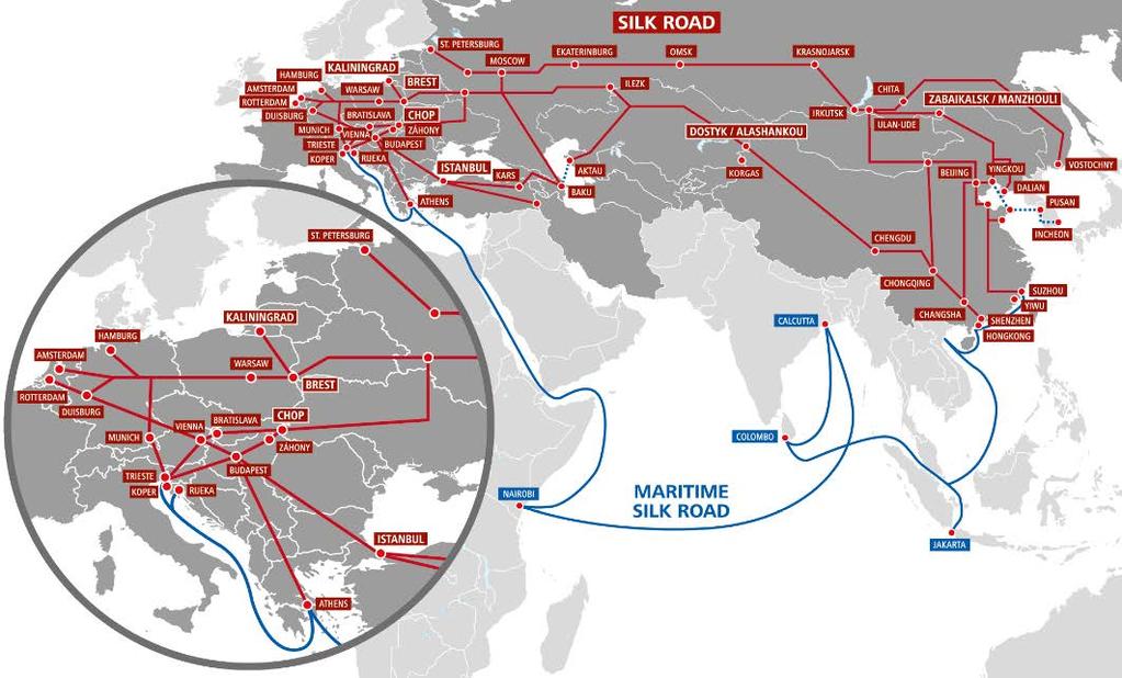 Rail connection Europe - Asia The Silk Road(s) of