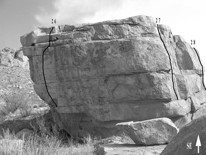 25. Herpes and Slurpies V9 ** FA Jason Ploss Found just a few yards South of The Roof boulder, this is the area test piece.