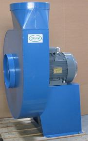 Centrifugal fan with closed fan wheel that is used at source extraction from air pollulant or chip making work processes. The transported air may not contain adhestive or sticky fumes or dust.