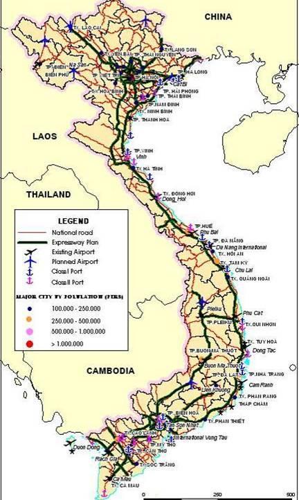 A. ORIENTATION OF EXPRESSWAY DEVELOPMENT IN VIETNAM The Master plan of national expressway network is established of 22 routes with a total length of 5,873km, including: - The North - South