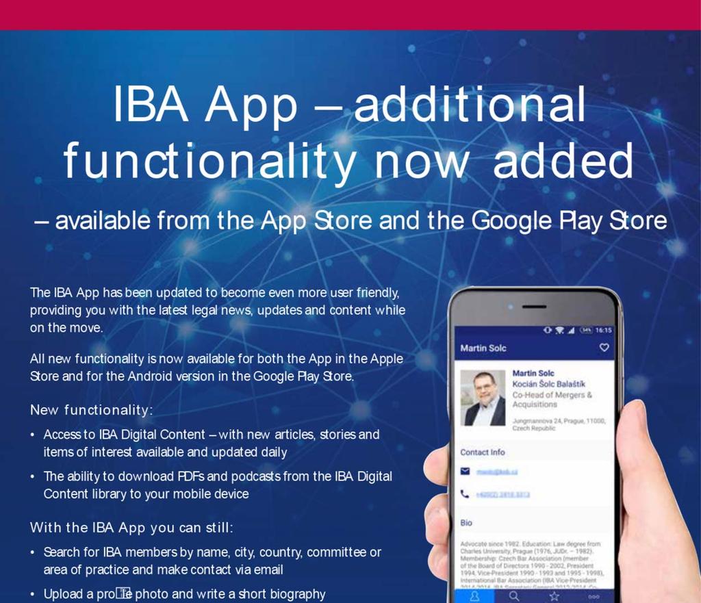 Members Directory) via the Apple App Store or Google Play Store Login with your IBA