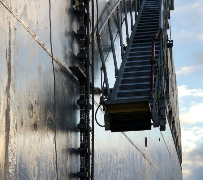 7. Accommodation Ladder not secured to ship s side. Accommodation Ladder to be secured to ship s side. Non-SOLAS Vessels: eg.