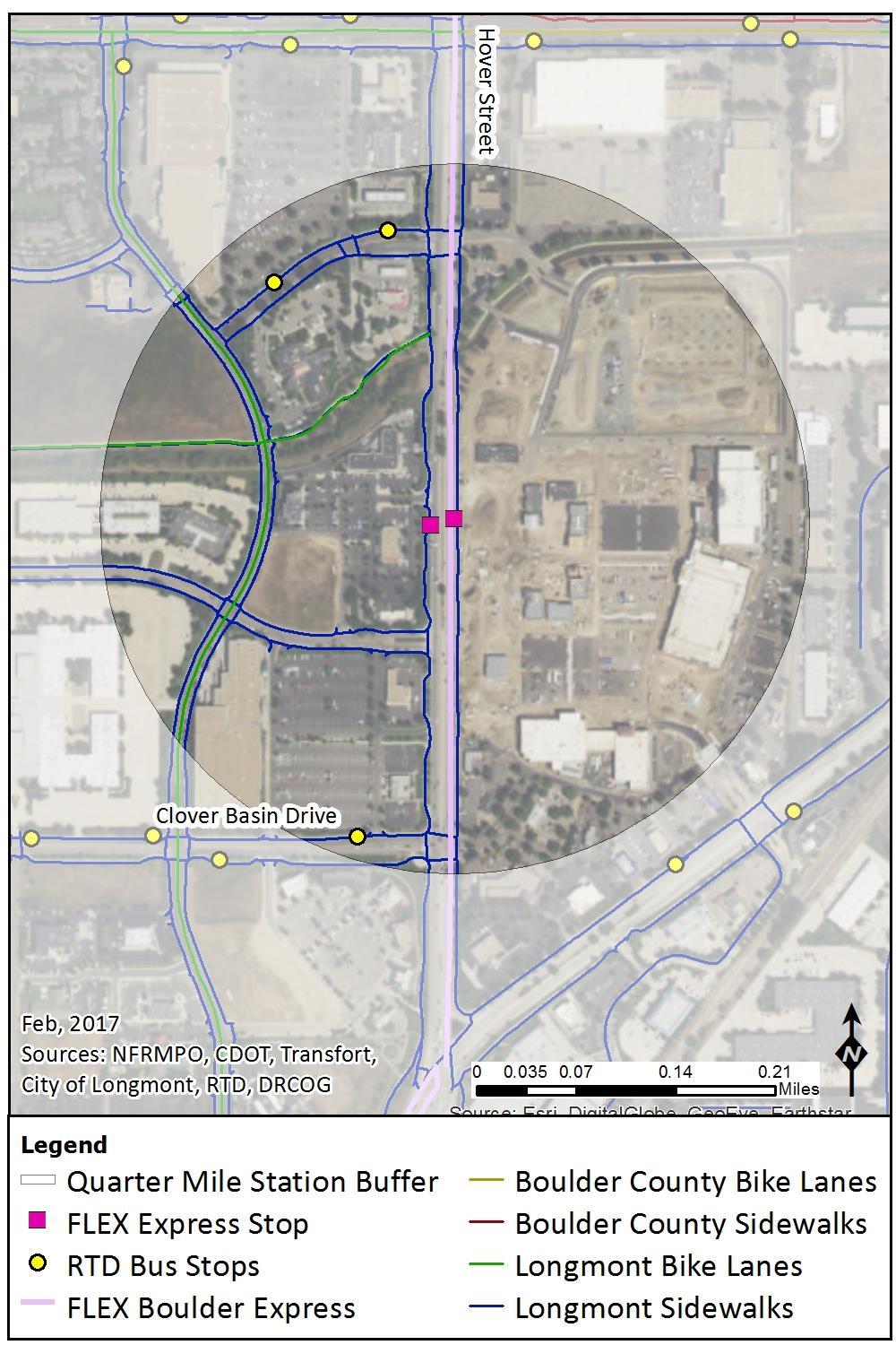 Figure 3-17 shows the non-motorized infrastructure near the Village at the Peaks Mall. The area around Village at the Peaks Mall is undergoing redevelopment.