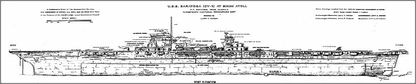 The Wrecks of B I K I N I A T O L L USS Saratoga - U.S. Navy Aircraft Carrier.