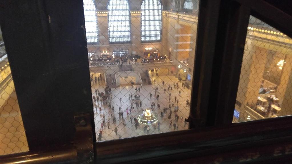 This area is where the glass floor is located as you can see we are at the very top of grand central terminal, it is quite amazing because when you re on the floor you don t notice this place at all,