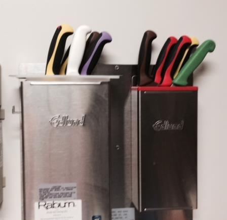 Store knives in racks or knife sheaths Clean knives immediately after use, by hand Avoid