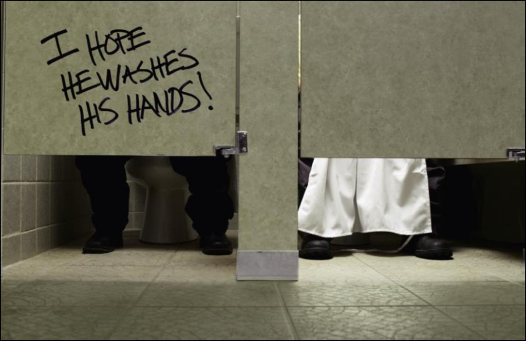 Worker behaviors 1 in 5 workers worked with vomiting & diarrhea 39% don t wash hands after restroom 54% of