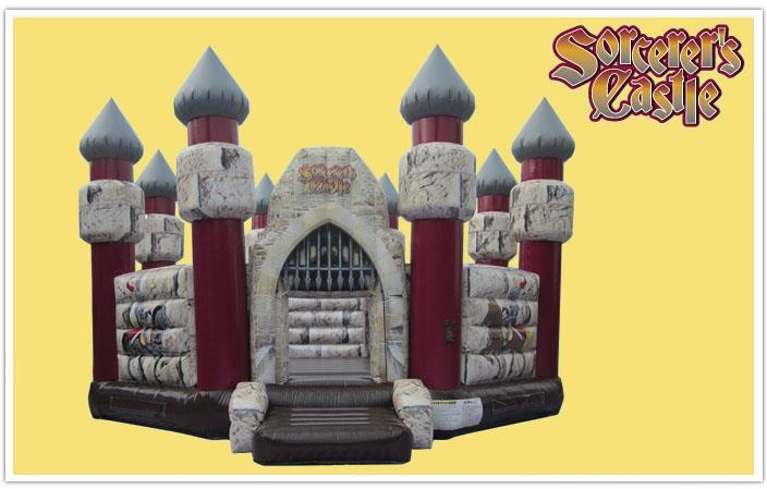 A Castle fit for royalty! The Sorcerer s Castle has a brick look printed into the vinyl and Knights on horses to give it an authentic look.