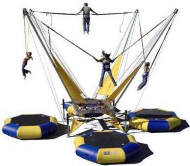 ~ Euro Bungee ~ Ever dreamed of being a part of Cirque du Soleil? Now you can take your turn on our new 4-way trampoline thing.