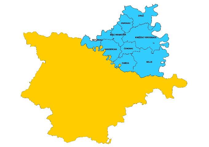 642 21,67 Općina Čeminac 61,84 2.909 47,04 Općina Darda 94,24 6.908 73,30 Općina Draž 150,10 2.767 18,43 Općina Jagodnjak 102,17 2.
