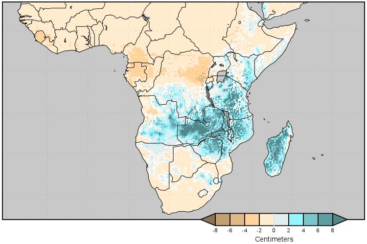 3.3 Soil Moisture The outlook of variation on soil moisture change (Figure 12) shows an increase in soil moisture over central and eastern Africa