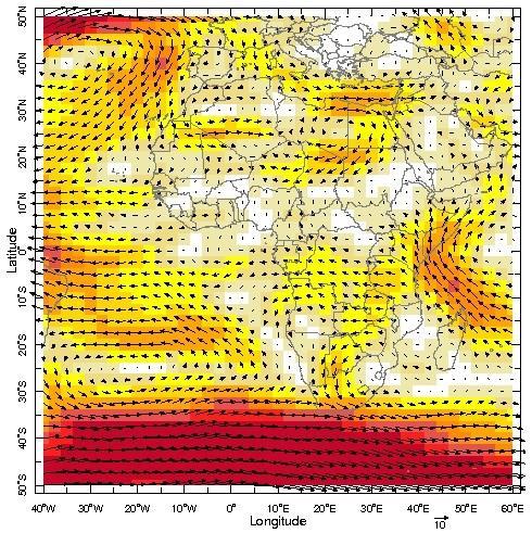 1.2 TROPOSPHERE 1.2.1 African Monsoon At 850hPa level (Figure 3a), moderate north westerlies veering to north easterlies were observed over most of Egypt, northern Sudan and Chad, eastern Niger and