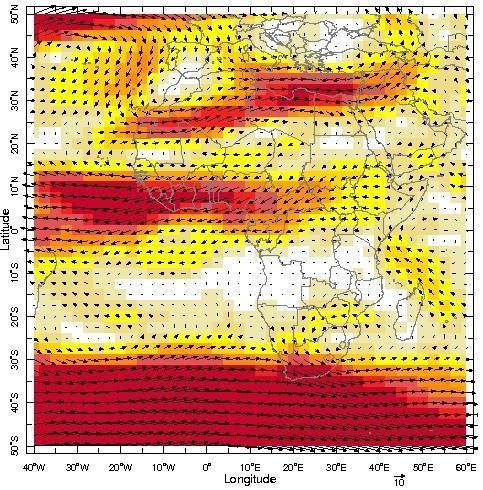 At 700 hpa level moderate to strong easterlies were observed over Gulf of Guinea, Central Africa and Eastern Africa (Figure 3b).