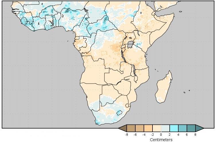 3.3 Soil Moisture Figure 10 shows significant increase in soil moisture change over Gulf of Guinea countries, Burkina Faso, southern Mali and Niger,