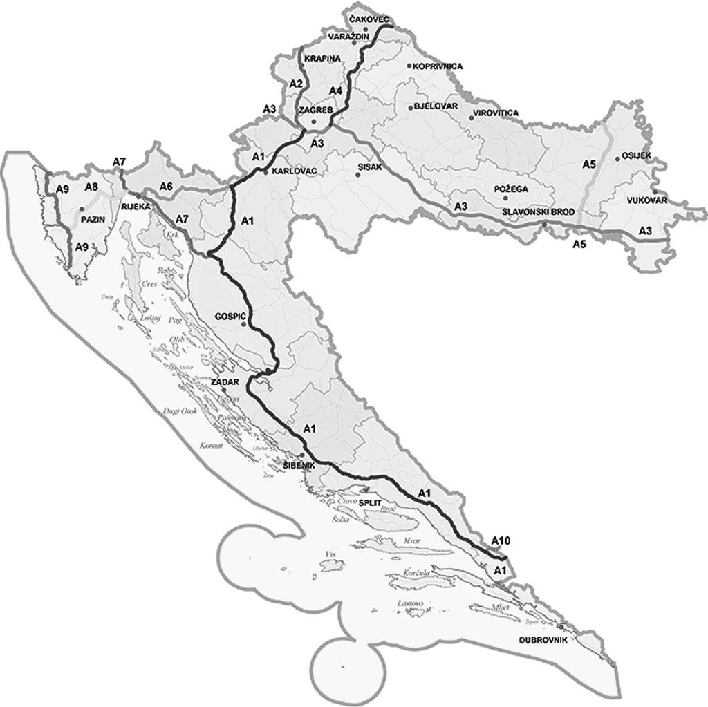 KARTA 2. MREžA AUTOCESTA U REPUBLICI HRVATSKOj MAP 2.
