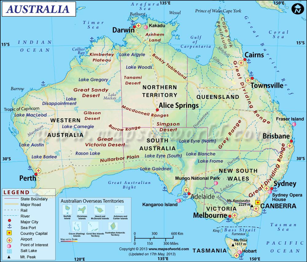 6. Facts about Australia Australia Map GEOGRAPHIC LOCATION The geography of Australia encompasses a wide variety of biogeographic regions being the world's smallest continent but the sixth-largest